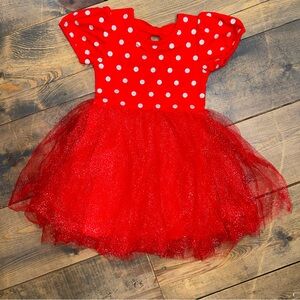 NWT Sz 4T Sunday Twirl Short Sleeve Sparkle Tulle Polka Dot Twirl Dress Red